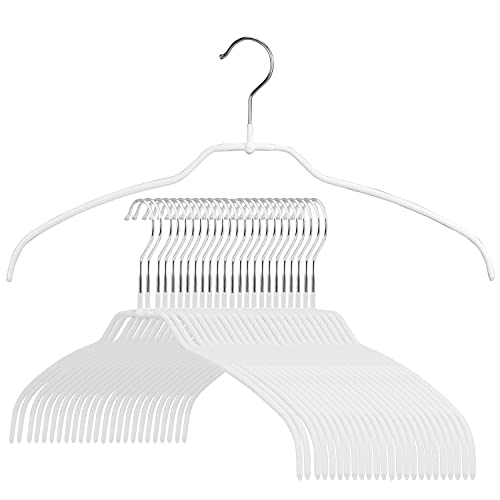 MAWA von Reston Macan Lloyd Silhouette Ultra Leicht Dünn rutschfest platzsparend 42/FT Kleiderbügel für Shirts, weiß, Set of 24