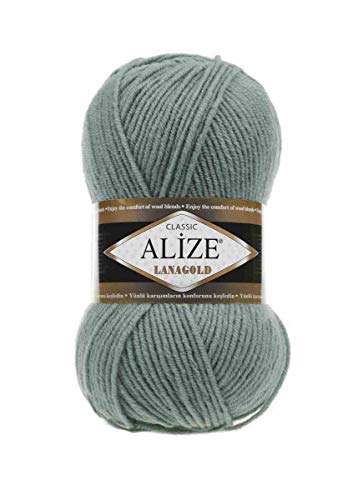 Alize Wolle Lanagold 5 x 100g Strickwolle mit 49% Wolle 500 Gramm Wolle einfarbig türkische Wolle (386)