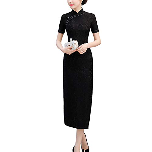 keepmore Damen Schnüren Cheongsam 3/4 Hülse Qipao Kleid Elegant Chinesisch Stil Kleid
