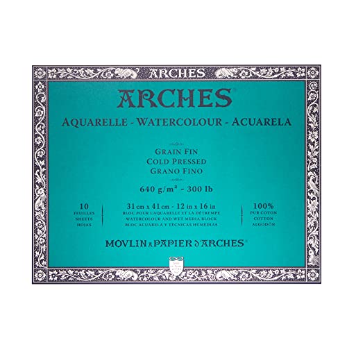 Arches Aquarellblock 30,5 x 40,6 cm, 136 kg Kaltpressen, 10 Blatt