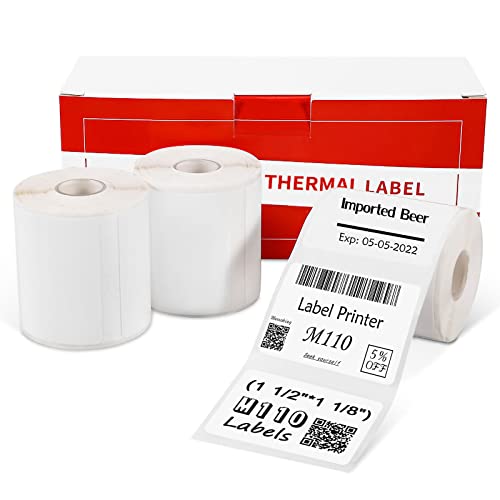 Memoking M110 Thermoetikett Barcode-Drucker 3 Rollen Quadratisches selbstklebendes Etikettendruckpapierband für Schule, Büro, Name, Barcode, 230 Etiketten/Rolle 40mm*30mm (Weiß)
