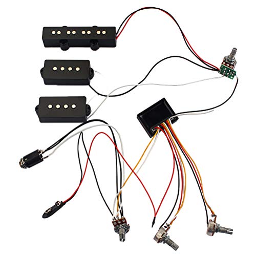 SUPVOX 3-Band-Equalizer-EQ-Vorverstärker-Schaltung Bassgitarren-Klangregler-Kabelbaum und JP-Tonabnehmer-Set für aktive Bass-Tonabnehmer-Parts