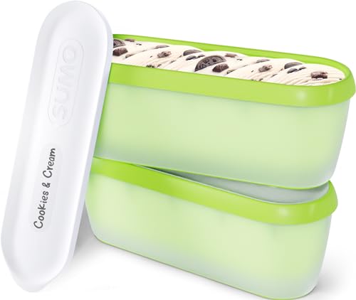 SUMO Homemade Ice Cream Containers: Dishwasher Safe Tub. 1.5 Quart (2-Pack, Green)