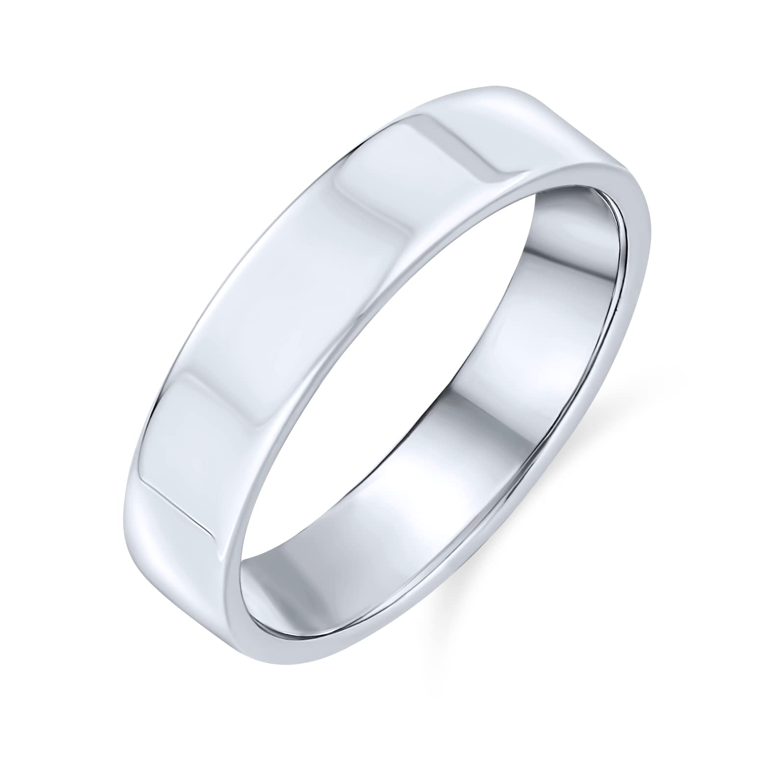 Minimalistischer Einfacher .925 Sterling Silber Flacher Paare Ehering Ring Für Frauen Für Männer 4Mm