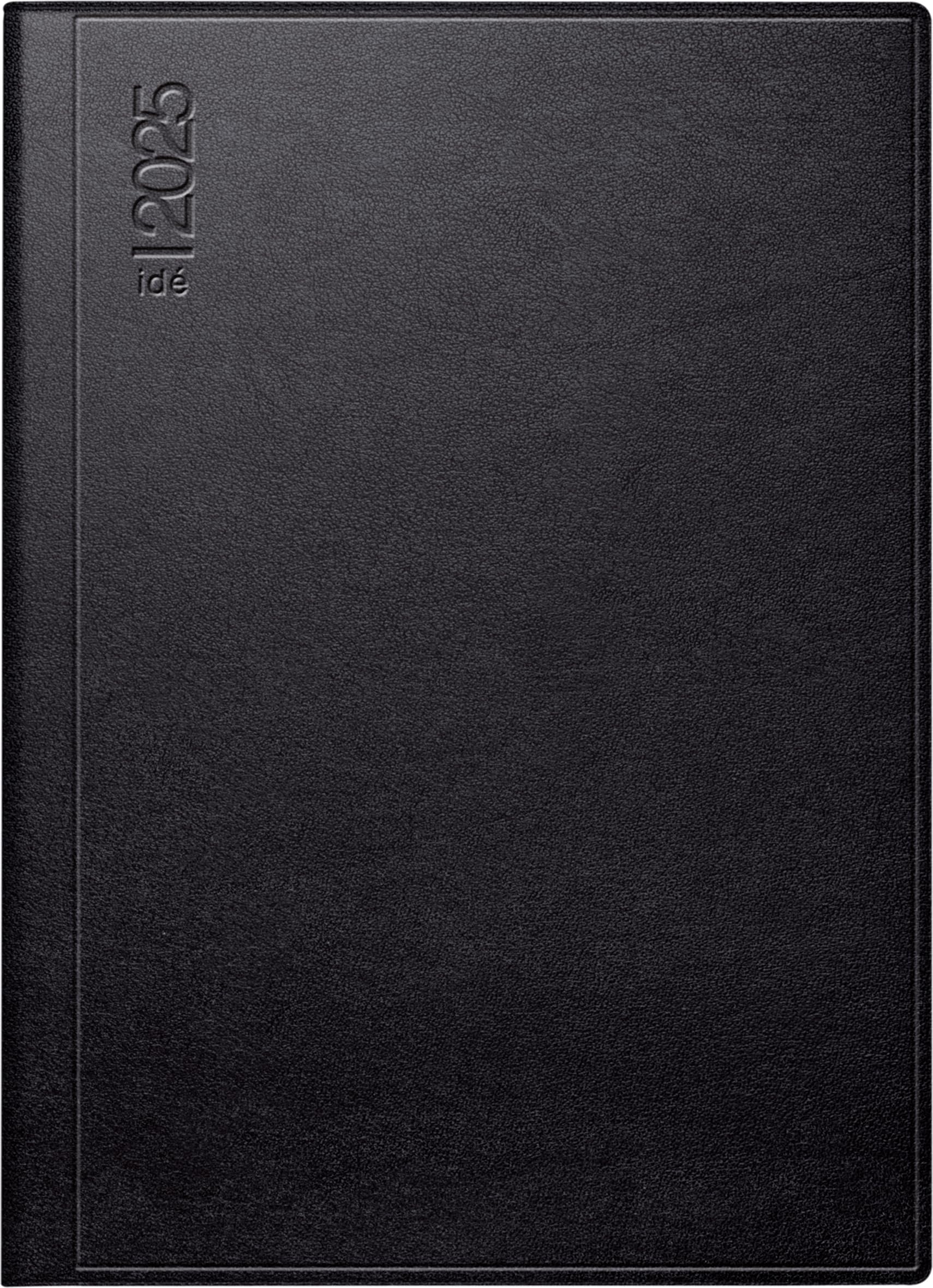 rido/idé Taschenkalender Modell perfect/Technik I (2025), 2 Seiten = 1 Woche, A6, 208 Seiten, Kunstleder-Einband Gratello, schwarz