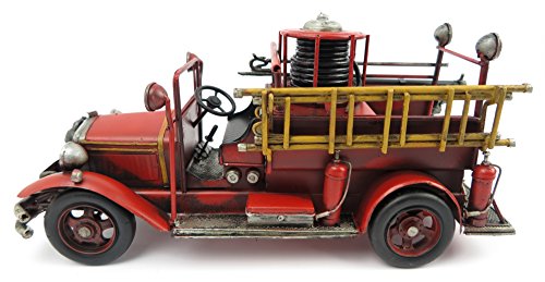 Blechauto Oldtimer Feuerwehrauto Löschzug Feuerwehrwagen Spritzenwagen rot Nostalgie DEKO RETRO Blechmodell Modellauto Automodell Shabby Vintage