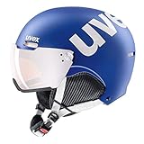 uvex hlmt 500 visor - robuster Skihelm für Damen und Herren - individuelle Größenanpassung - mit Visier - cobalt-white matt - 52-55 cm