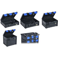allit Aufbewahrungsbox EuroPlus MetaBox 145, schwarz/blau aus ABS-Kunststoff, sicheres Kopplungssystem zum schnellen - 1 Stück (454420)