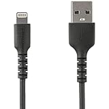 StarTech.com 1m USB-A auf Lightning-Kabel - Hochbelastbare, robuste Aramidfaser - Lade-/Synchronisationskabel - Apple MFi-zertifiziert iPad/iPhone 12 - Schwarz (RUSBLTMM1MB)