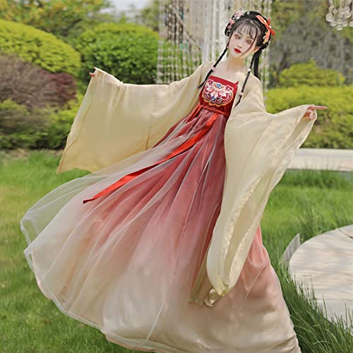 Traditionelles Chinesisches Hanfu-Kleid, Tang-Dynastie, Feenprinzessin-KostüM, Feen-Cosplay-KostüM-Outfit (Color : Red, Size : XL=168-175cm)