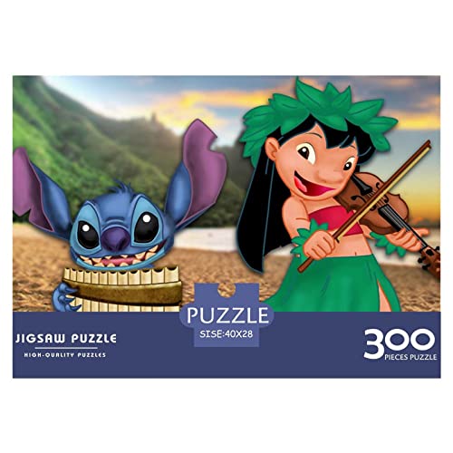 Puzzles Für Erwachsene Cartoon Stitch Puzzle 300 Teile,Lilo & Stitch Puzzles,Premium Holzpuzzle Puzzle,Geburtstagsgeschenk,Schwierige Und Herausforderung Geschenke Spielzeug 300pcs (40x28cm)