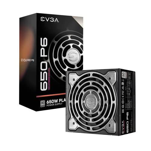 EVGA Supernova 650 P6, 80 Plus Platinum 650W, Fully Modular, Eco Mode with FDB Fan, 10 Year Warranty, Includes Power ON Self Tester, Compact 140mm Size, Power Supply 220-P6-0650-X2 (EU)