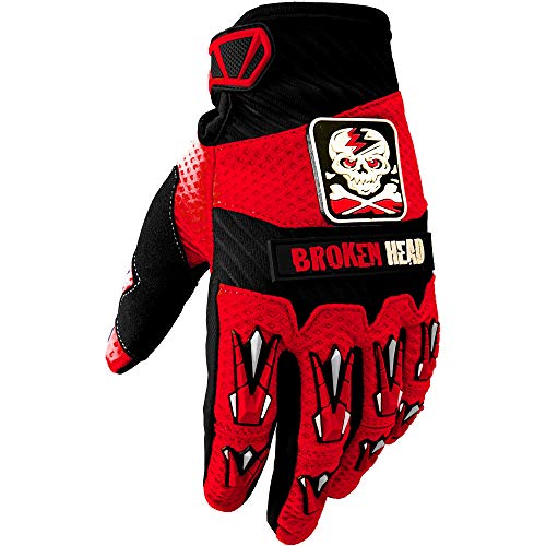 Broken Head MX-Handschuhe Faustschlag - Motorrad-Handschuhe Für Motocross, Enduro, Mountainbike - Rot - Größe S