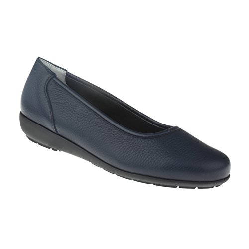 Natural Feet Bequeme Damen Ballerinas aus Hirschleder, Johanna, sportliche breite Flache Sommerschuhe, Halbschuhe, Weite H, Hallux Valgus geeignet, weiche Barfuß Schuhe mit Wechselfußbett 36 blau