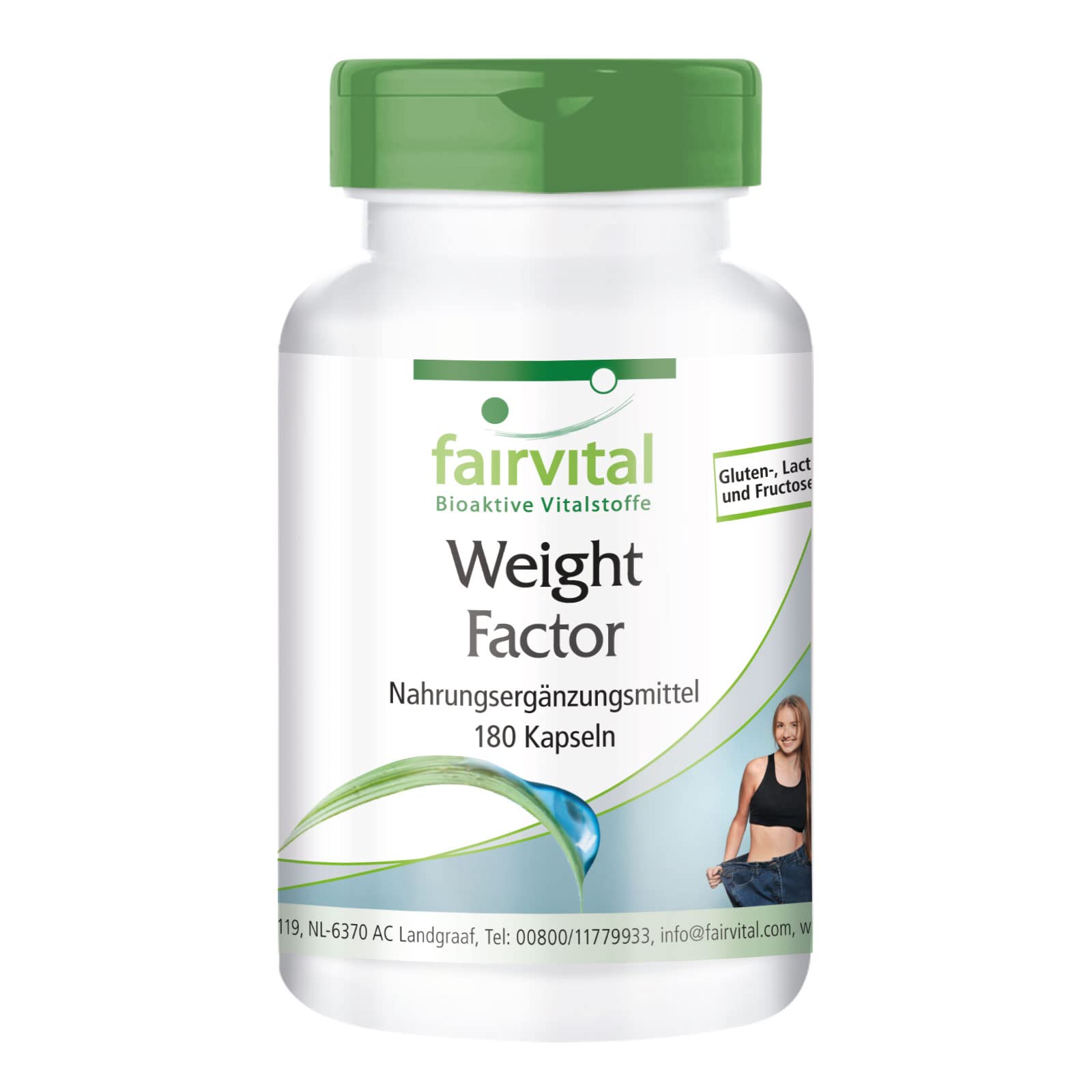 Fairvital | Weight Factor - mit Grüntee Extrakt & Chrom - HOCHDOSIERT - VEGAN - 180 Kapseln - natürliche Zutaten mit thermogenen Eigenschaften