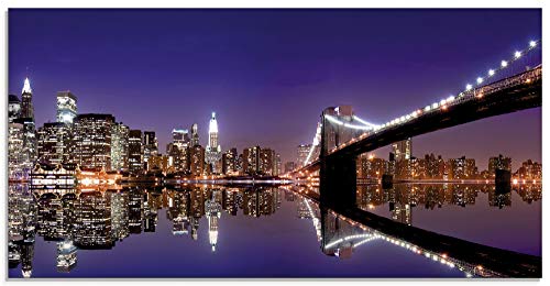 Artland Qualitätsbilder | Glasbild Deko Glas Bilder 100 x 50 cm Skyline New York Panorama Manhattan F1IL Amerika