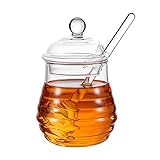 BestonZon 250 ml servieren Sie den Honigtopf klar mit dem Taucher, Glas