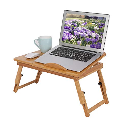 Ejoyous Schoß-Schreibtisch Höhenverstellbarer Laptoptisch, Laptop Bett Schreibtisch mit Schublade streifenförmigen Lüftungsöffnungen für Lesen oder Frühstücks, Zeichentisch