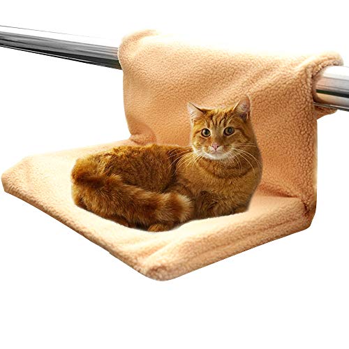 HINATAA Waschbares Katzen- und Hunde-Heizkörperbett, starker und langlebiger Metallrahmen, warm und bequem, maximales Gewicht bis zu 5 kg, Beige