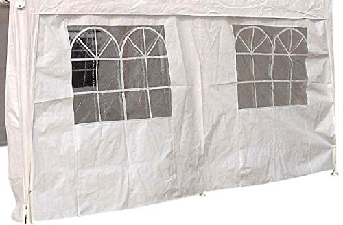 DEGAMO Seitenplane für Zelt 3x4 Meter, PVC Weiss mit Fenstern