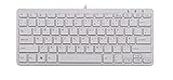 R-Go Kompakte Ergonomische Tastatur - QWERTY (UK) Natürliche Tastatur mit flacher Oberfläche - Verkabelte USB-tastatur mit kompakte Design - Leichter Tastenanschlag - LED - Weiß