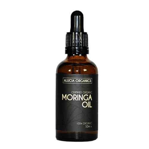 Alucia Organics Zertifiziertes Organisches Moringaöl (Moringa Oil) 50ml - Rein, natürlich, kaltgepresst, vegan, für Haut, Gesicht, Körper, Haare, Massage