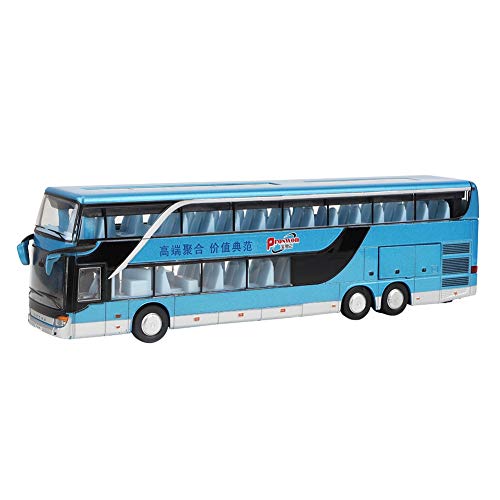 Tnfeeon Elektrische 1:50 Legierung Doppeldecker Schulbus Zurückziehen Bus Fahrzeuge Auto Modell Set Spielzeug mit Unterhaltungsmusik Kinder Kleinkinder Kinder(Blau)