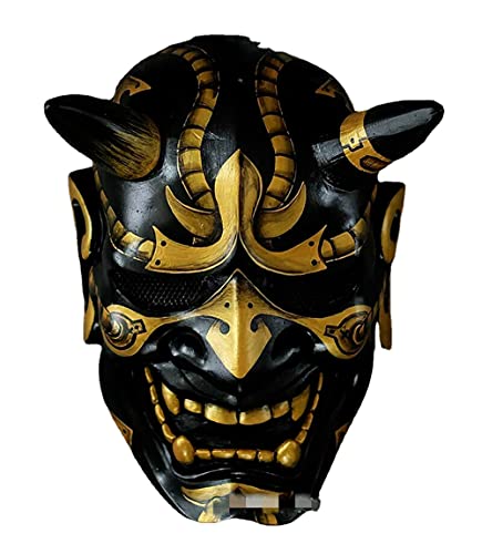 ausuky Halloween Japanische Hannya Maske Teufel Dämon Oni Samurai Prajna Prop Latex Cosplay (Golden)