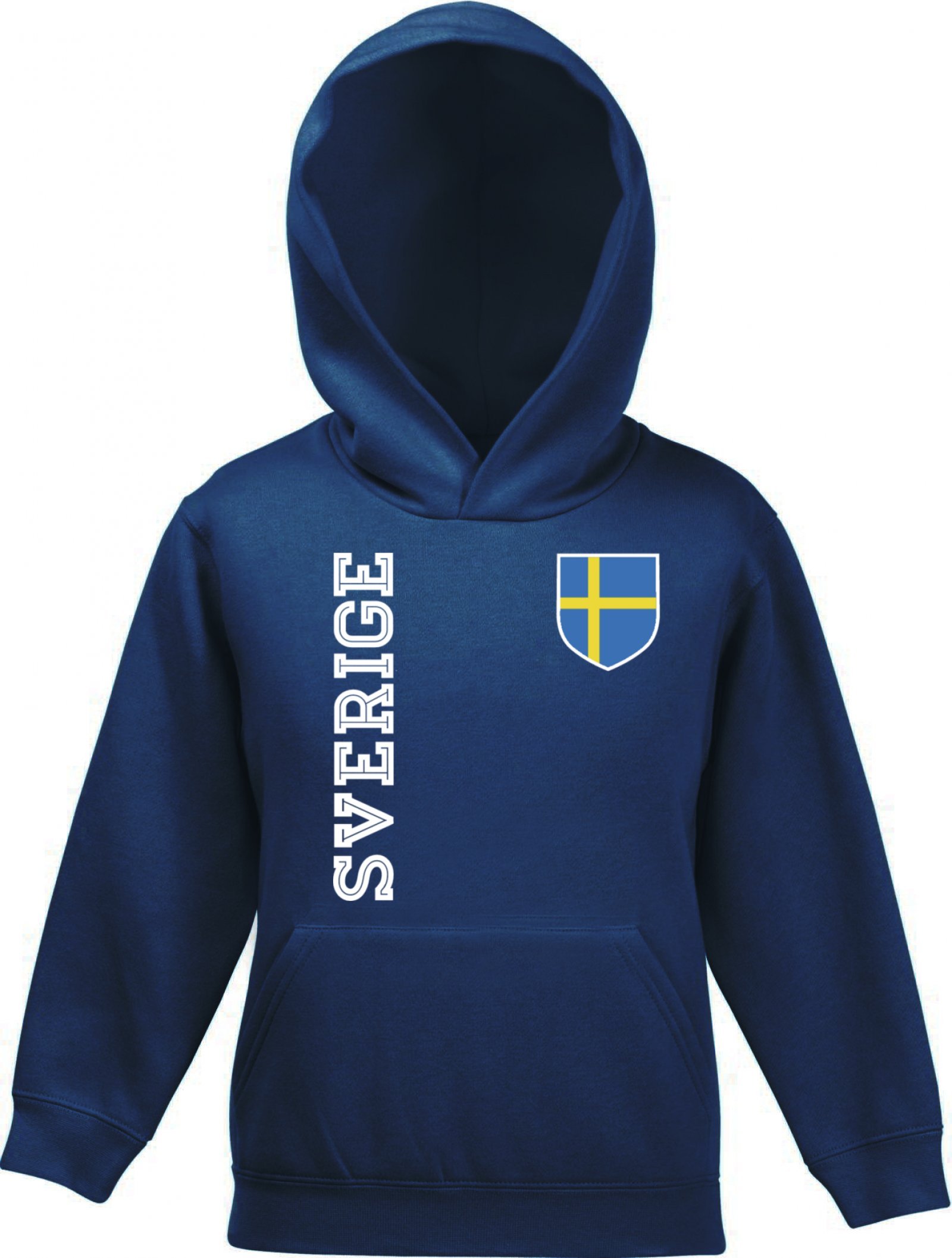 Schweden Sweden Fußball WM Fanshirt Gruppen Kinder Hoodie Kapuzenpullover Mädchen Jungen Fan Trikot Sverige, Größe: 152,Navy