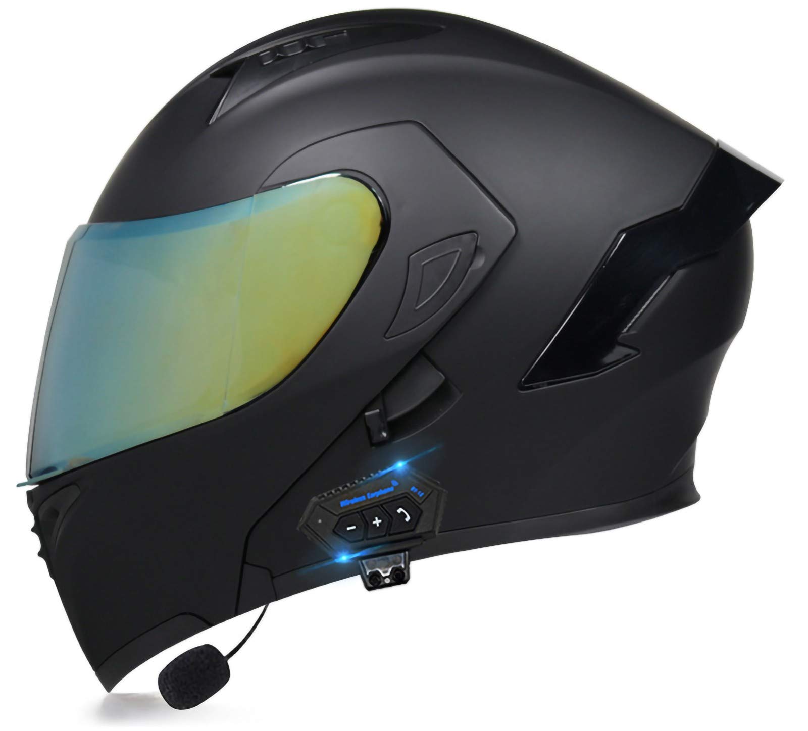 Hammock Motorrad Klapphelm Bluetooth-Helm Integrierter Motorradhelm,Double Lens Flip Vollvisierhelm Mit Bluetooth-Headset Modularer Helm ECE-Zertifiziert Integralhelm C,XL