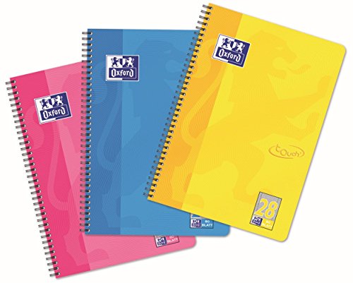 OXFORD 400091925 Touch Collegeblock 10er Pack im Format DIN A4 80 Blatt kariert mit Doppelrand sortiert pink blau gelb Schreibblock Notizblock Briefblock Schulblock