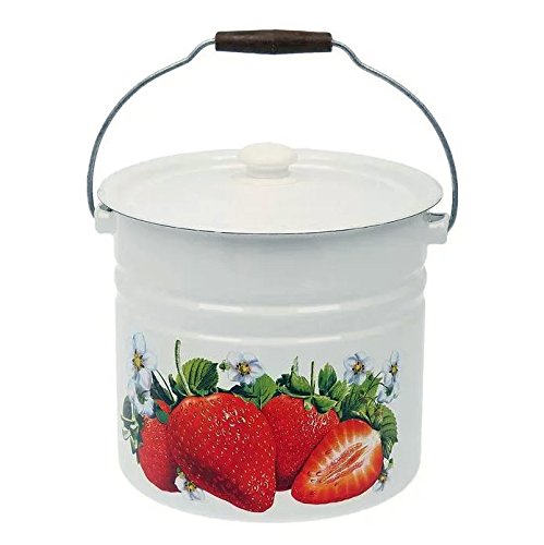 Emaille Eimer Wassereimer 12 Liter ca 28cm Durchmesser Erdbeeren / Retro Nostalgie Geschirr