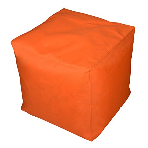 Kinzler S-10117/09 Sitzwürfel, ca. 40x40x40 cm, Outdoor & Indoor, Sitzsack in vielen verschiedenen Farben, wasserabweisender Hocker, orange