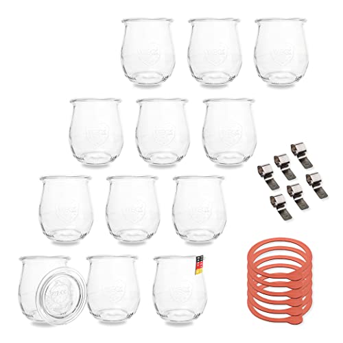 WECK 220 ml Einmachglas Tulpen-Form - verwendbar als Marmeladenglas, Vorratsglas, Konservenglas 12 Stück