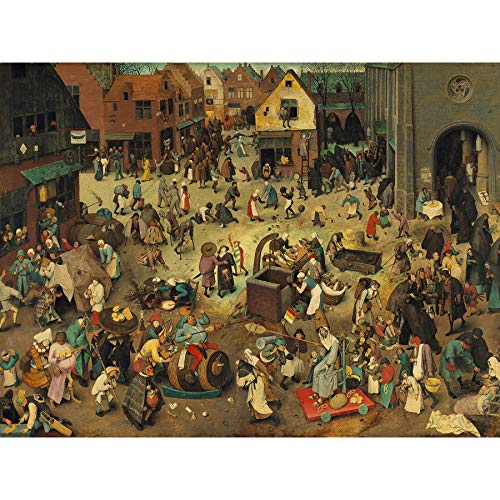 Pieter Bruegel Fight Between Carnival Lent Painting Large Wall Art Poster Print Thick Paper 18X24 Inch Kämpfen Karneval Gemälde Wand Poster drucken