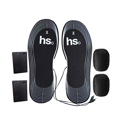 SUPVOX Beheizbare Schuheinlagen Elektrische Einlegesohlen passend für Schuhgröße 35 bis 45 ohne Batterie 1 Paar (Schwarz)