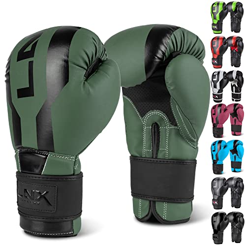 LNX Boxhandschuhe Stealth - Männer Frauen 8 10 12 14 16 Oz - ideal für Kickboxen Boxen Muay Thai MMA Kampfsport Sparring Training UVM (Ultimatte Khaki (302), 14 Oz)