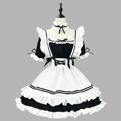 WSZJLN Rotwein-Sweetheart-Dienstmädchen-Kostüm, Lolita, süßes Dienstmädchen-Kostüm, Cosplay, Handspiel, 8211, Schwarz, 3XL