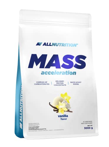 ALLNUTRITION Mass Gainer, Nutrition Eiweißpulver und Kohlenhydrate Pulver, Pulver mit Protein für Muskelaufbau, Energy, Fitness | MASS ACCELERATION Vanilla 3000g