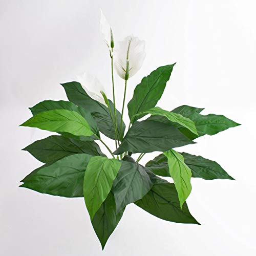 artplants.de Kunstpflanze Spathiphyllum Romy, weiß, 3 Blüten, 17 Blätter, auf Steckstab, Deluxe, 70cm - Deko Pflanzen - Kunstblumen
