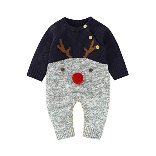 Verve Jelly Baby Weihnachten Outfit Strickpullover Rentier Jumpsuit Neugeborene Weihnachten Bodysuit Strampler Kleidung Outfits