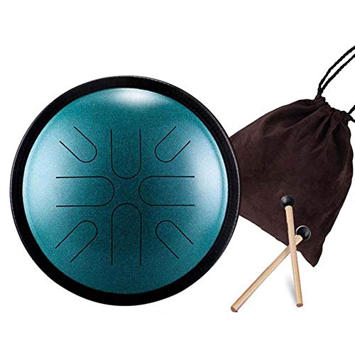 LHMYGHFDP 10 Zoll 8 Tone Japanese Tune Travel Drum Ätherische Trommel Stahlzungentrommel Freizeit Schlagzeug Instrument Yoga Meditation Hand Pan,Grün