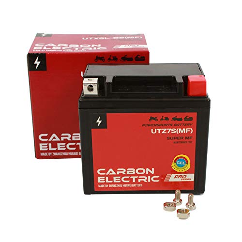 Carbon Electric Gel Batterie YTZ7S Gelbatterie 12V 6Ah Wartungsfrei Versiegelt Akkumulator Motorrad Roller Motorradbatterie Rollerbatterie UTZ7S
