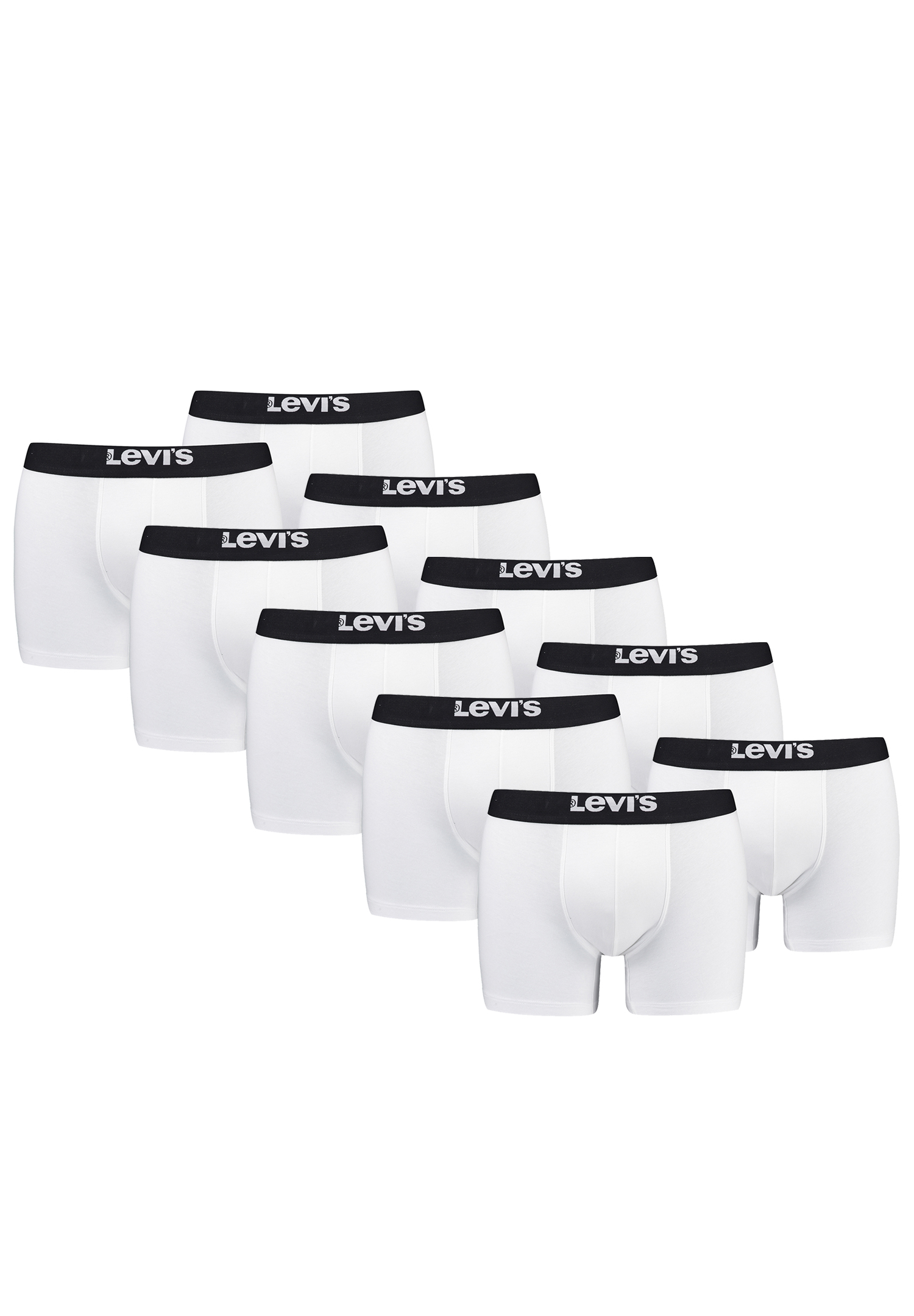 Levi&#039;s Solid Herren Boxershorts Unterwäsche aus Bio-Baumwolle im 10er Pack
