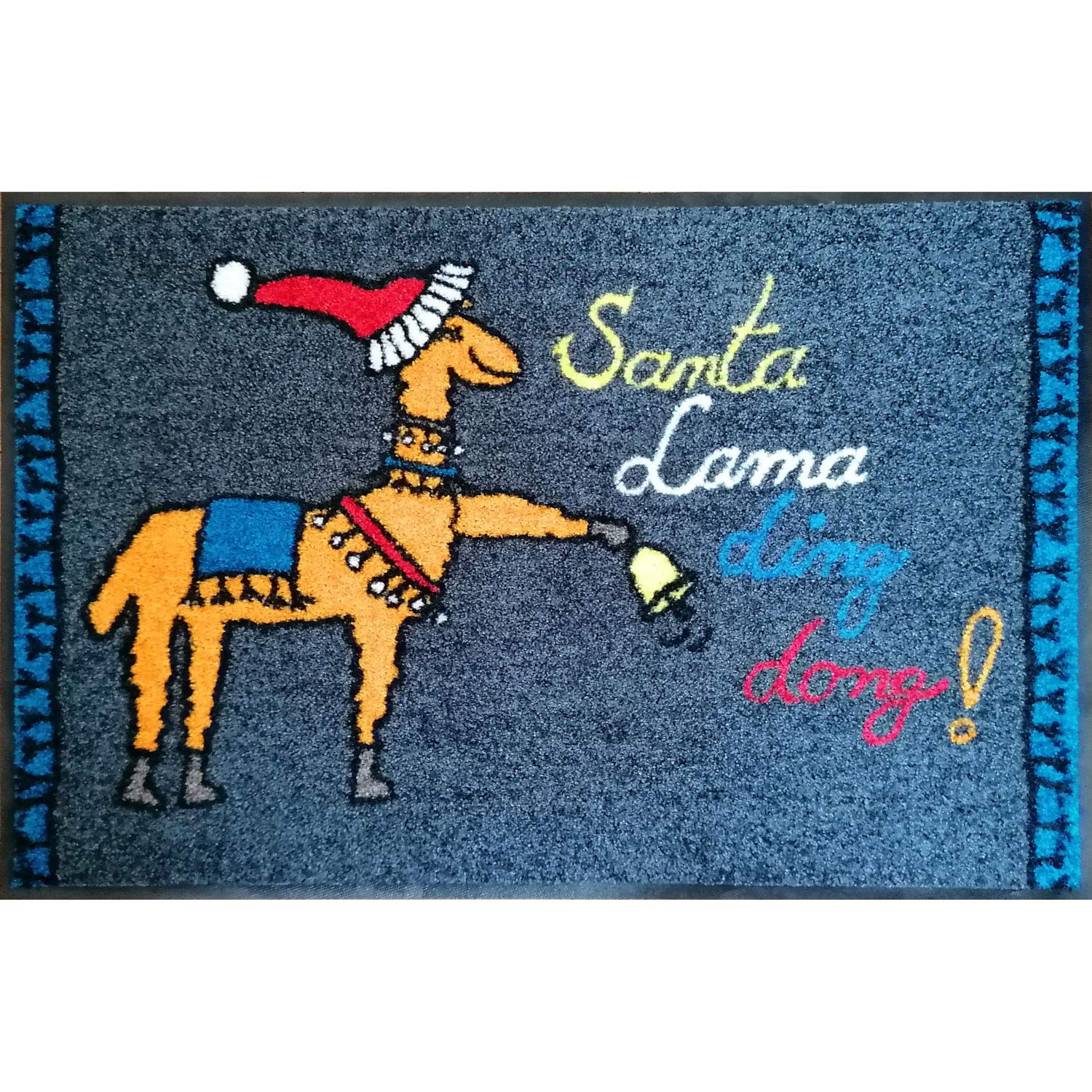 Salonloewe Fußmatte Weihnachten Santa Rama Lama Ding Dong Schmutzfangmatte 50x75 cm waschbar rutschfeste Fussmatte aussen + innen