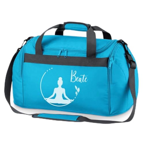 minimutz Sporttasche Schwimmen für Kinder - Personalisierbar mit Name - Schwimmtasche Meerjungfrau Duffle Bag für Mädchen und Jungen (türkis)
