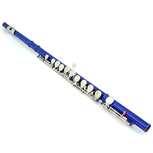 PECY Flöte Cupronickel Versilbert 16 Löcher C Key Holzblasinstrument Mit Handschuhen, Gepolstertem Koffer Querflöten (Color : Blue)