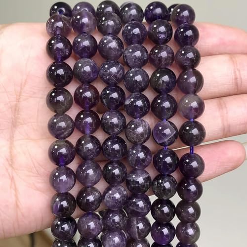 Natürliche schwarze Vulkan-Lavastein, runde Perlen, 38,1 cm, Plektrumgröße für Schmuckherstellung, DIY-Armband, Amethyst, 10 mm, 38 Stück Perlen