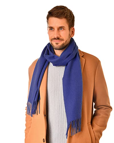 MayTree Kaschmir-Schal in verschiedenen Farben Herren und Damen, Unisex Woll-Schal aus 100% Kaschmir, einfarbig und kariert, 180 x 30 cm (jeans blau)