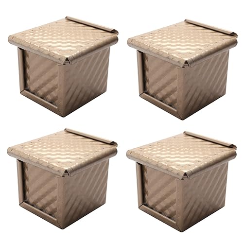Juwaacoo Kastenform mit Deckel, Antihaft-Brot-Toastform, Mini-Quadrat-Toastbox zum Backen zu Hause, Perfektes Backset, 4-Teilig, Einfach zu Verwenden